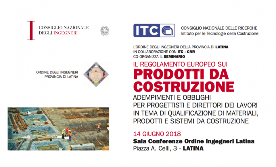 14/6/2018 – Corsi di formazione professionale permanente in tema di qualificazione nazionale e internazionale dei materiali, dei prodotti e dei sistemi da costruzione