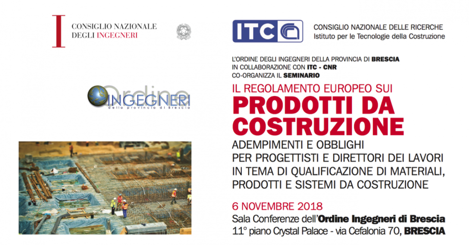 6/11/2018 – Corsi di formazione professionale permanente in tema di qualificazione nazionale e internazionale dei materiali, dei prodotti e dei sistemi da costruzione