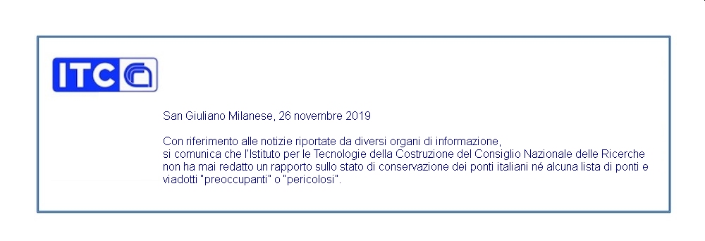 (Italiano) Comunicato ITC 26/11/19