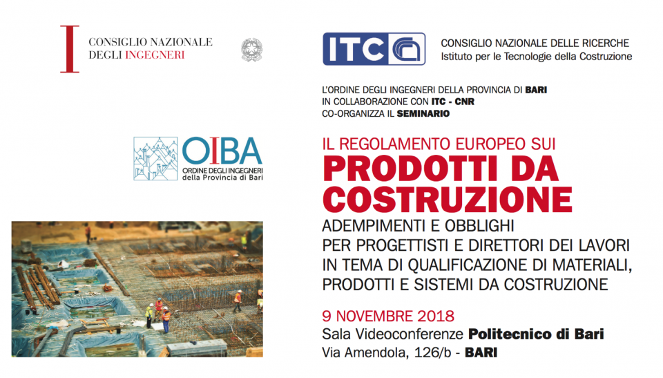 9/11/2018 – Corsi di formazione professionale permanente in tema di qualificazione nazionale e internazionale dei materiali, dei prodotti e dei sistemi da costruzione